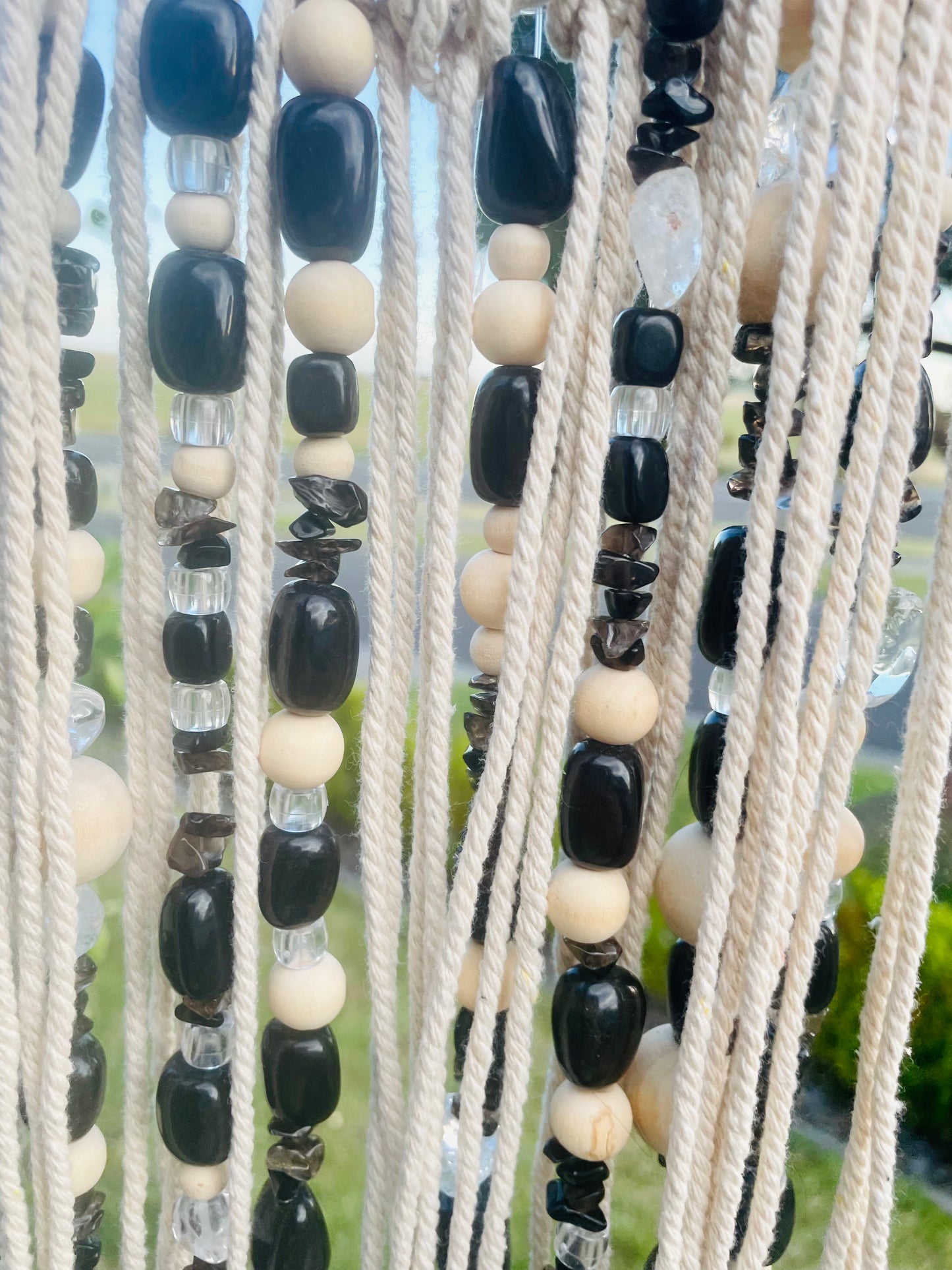 Onyx & smokey quartz heart dream catcher