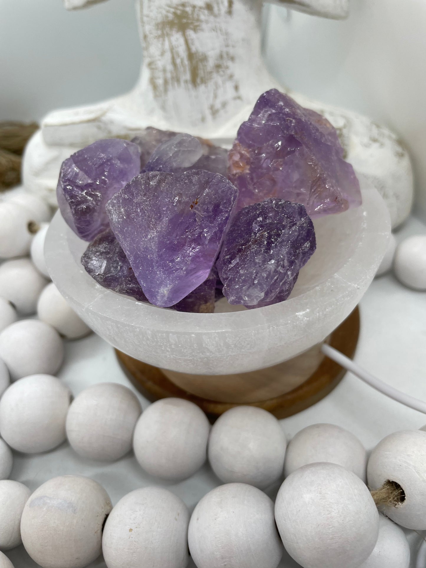 Amethyst raw selenite lamp