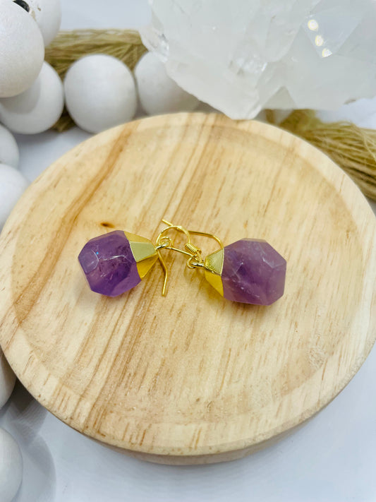 Chunky gold amethyst dangles, By TBOS