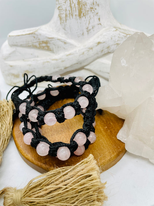 Rose quartz macramé bracelet