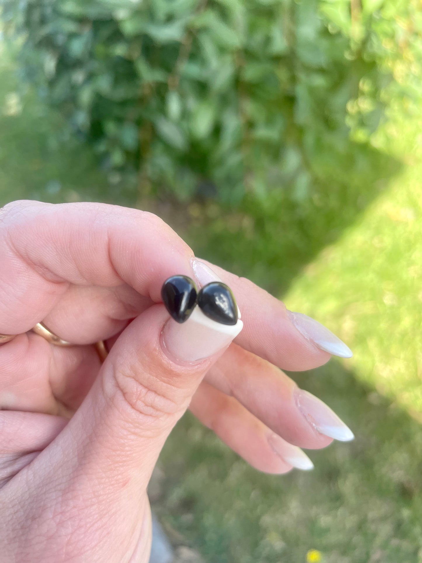 Black obsidian tear drop stud, By TBOS