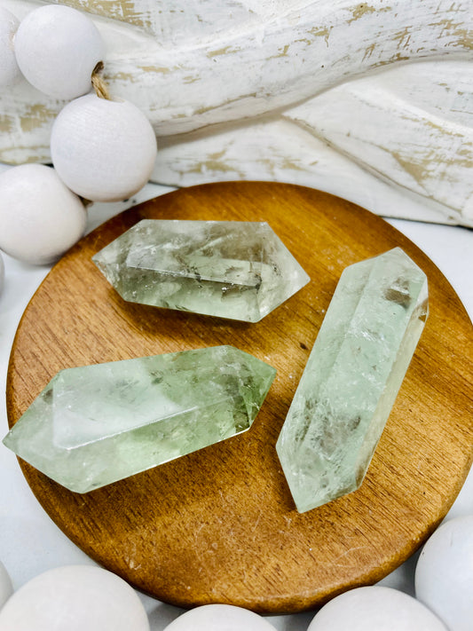 Green amethyst double point