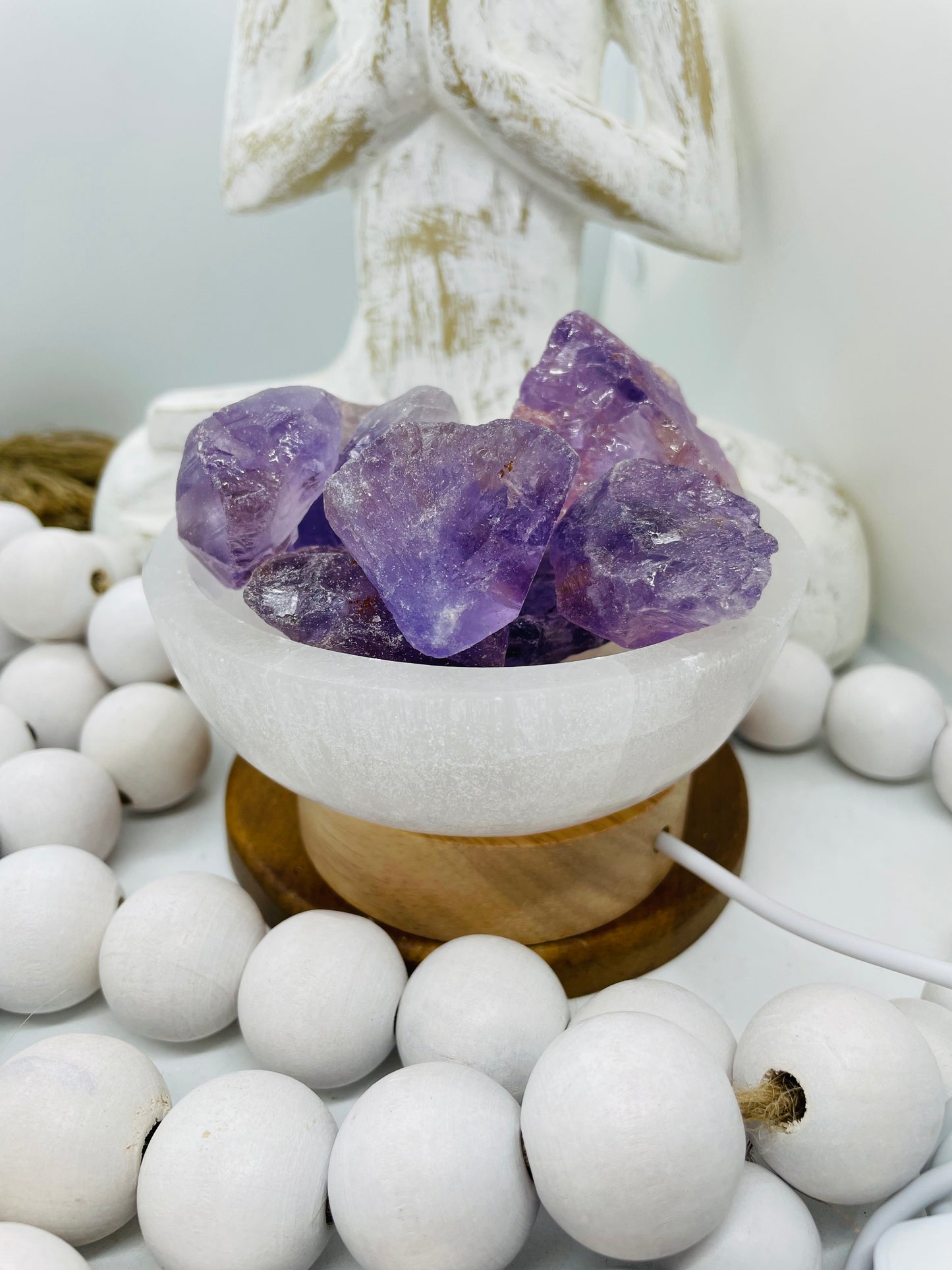 Amethyst raw selenite lamp