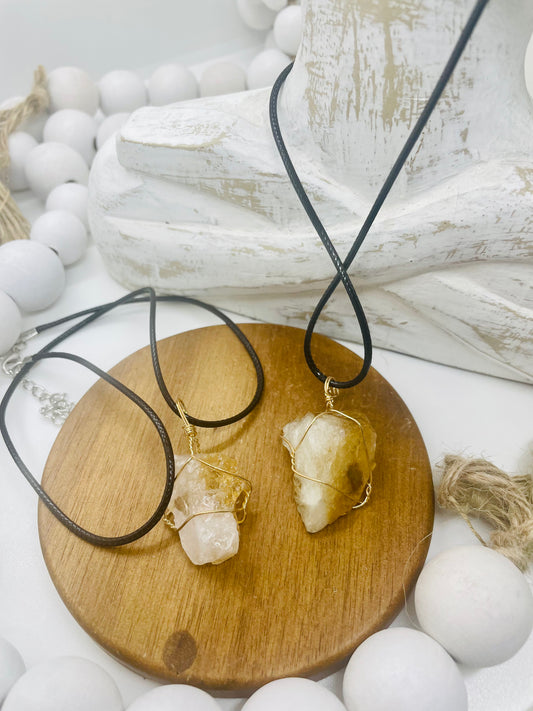 Wire wrapped citrine necklace