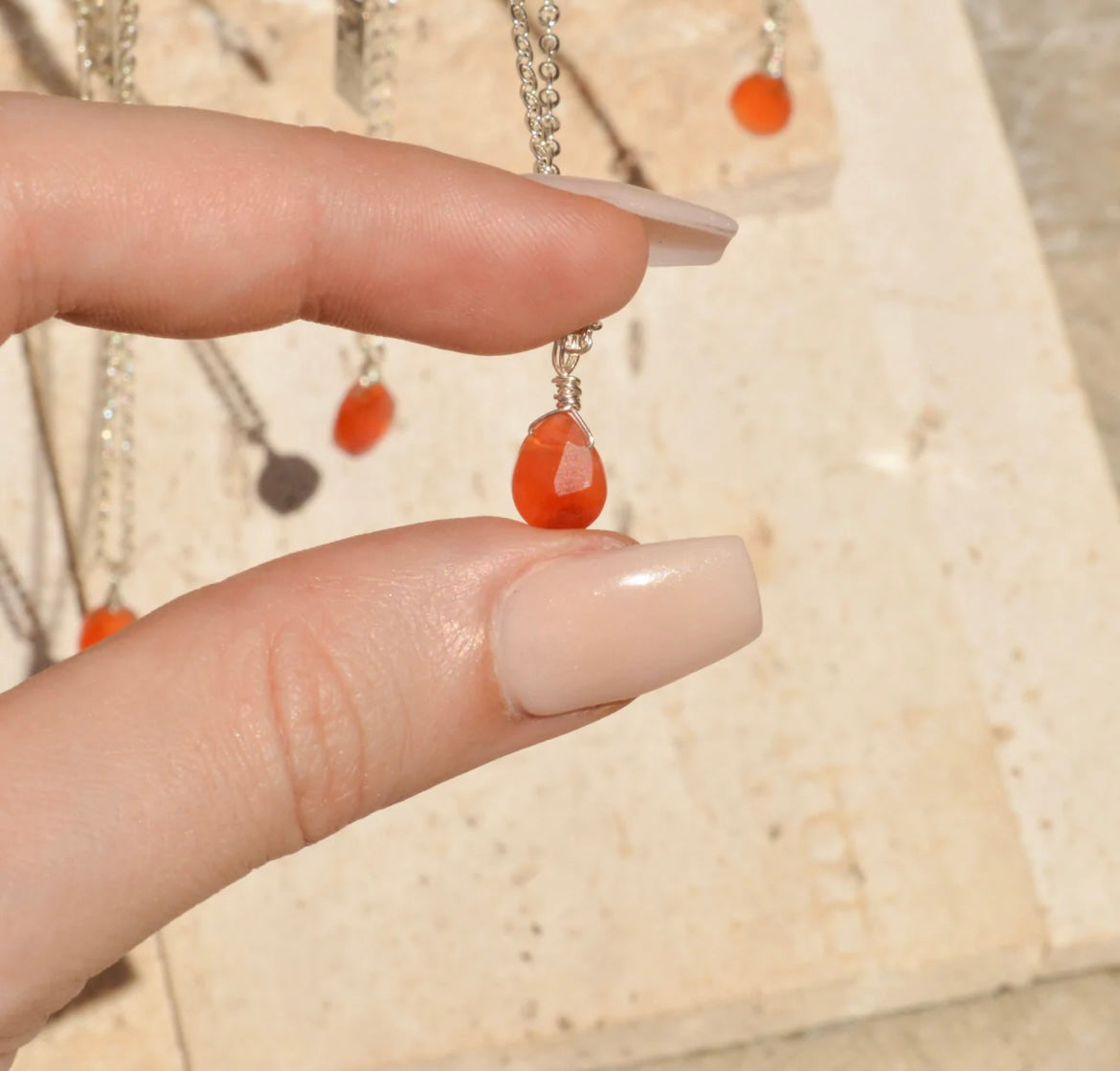 Red carnelian silver droplet ( botanical h20)