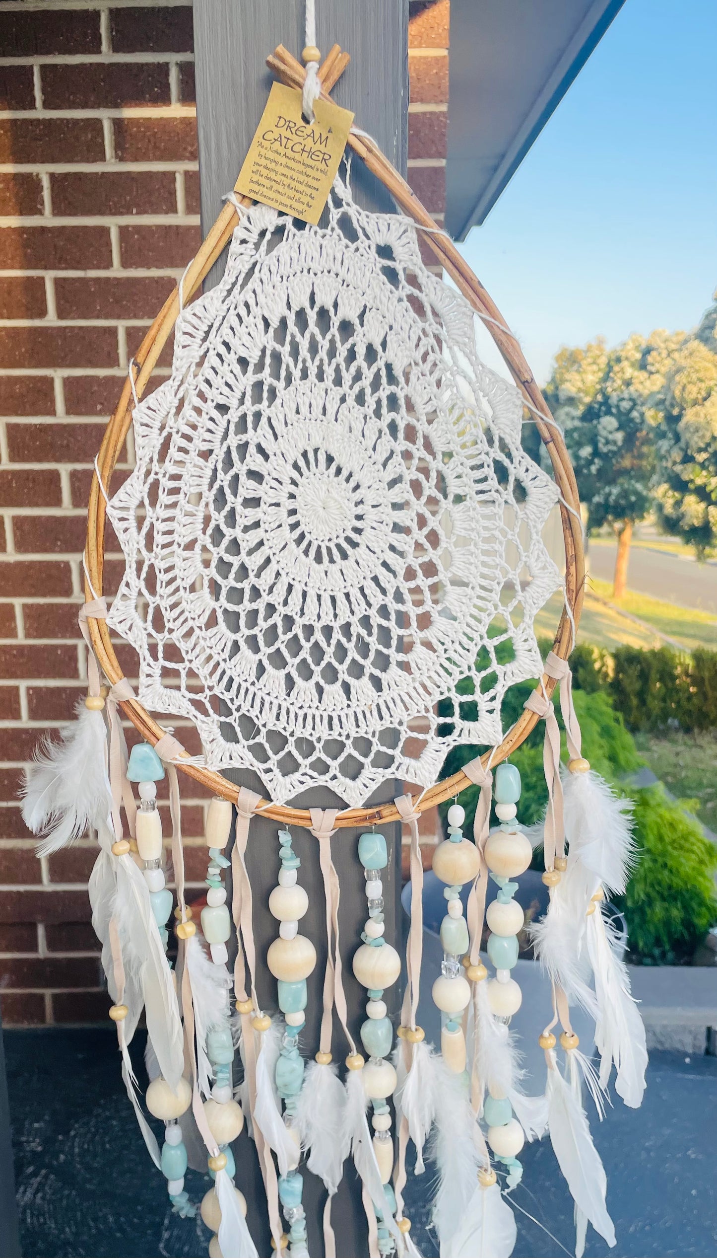 Large boho amazonite dream catcher