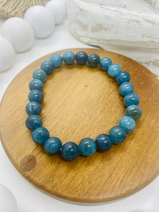 Apatite round bead bracelet