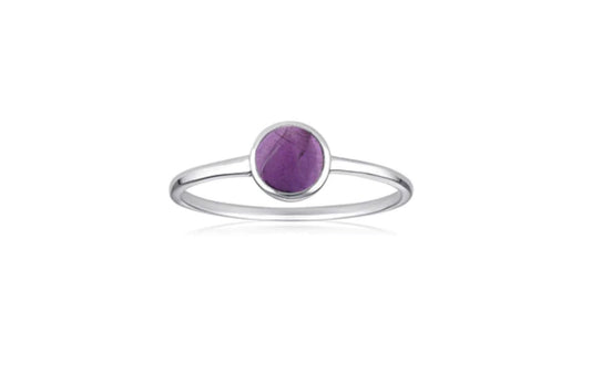 Amethyst sterling silver round ring