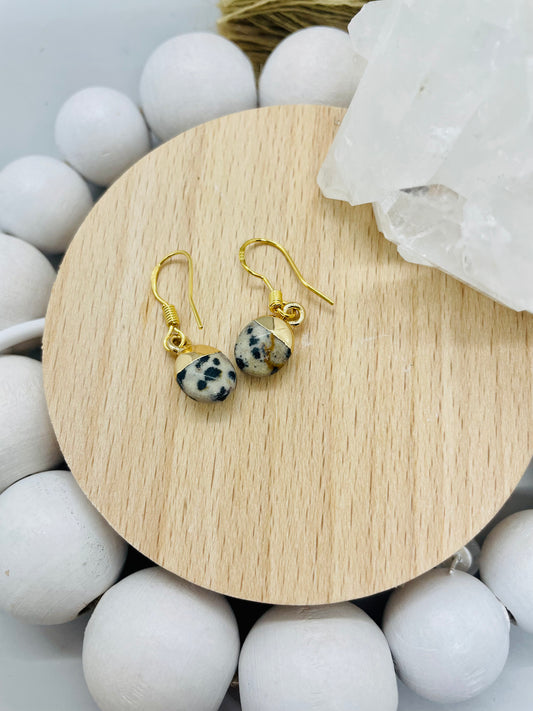 Dalmatian Jasper dangles , by TBOS ( with hypoallergenic findings)