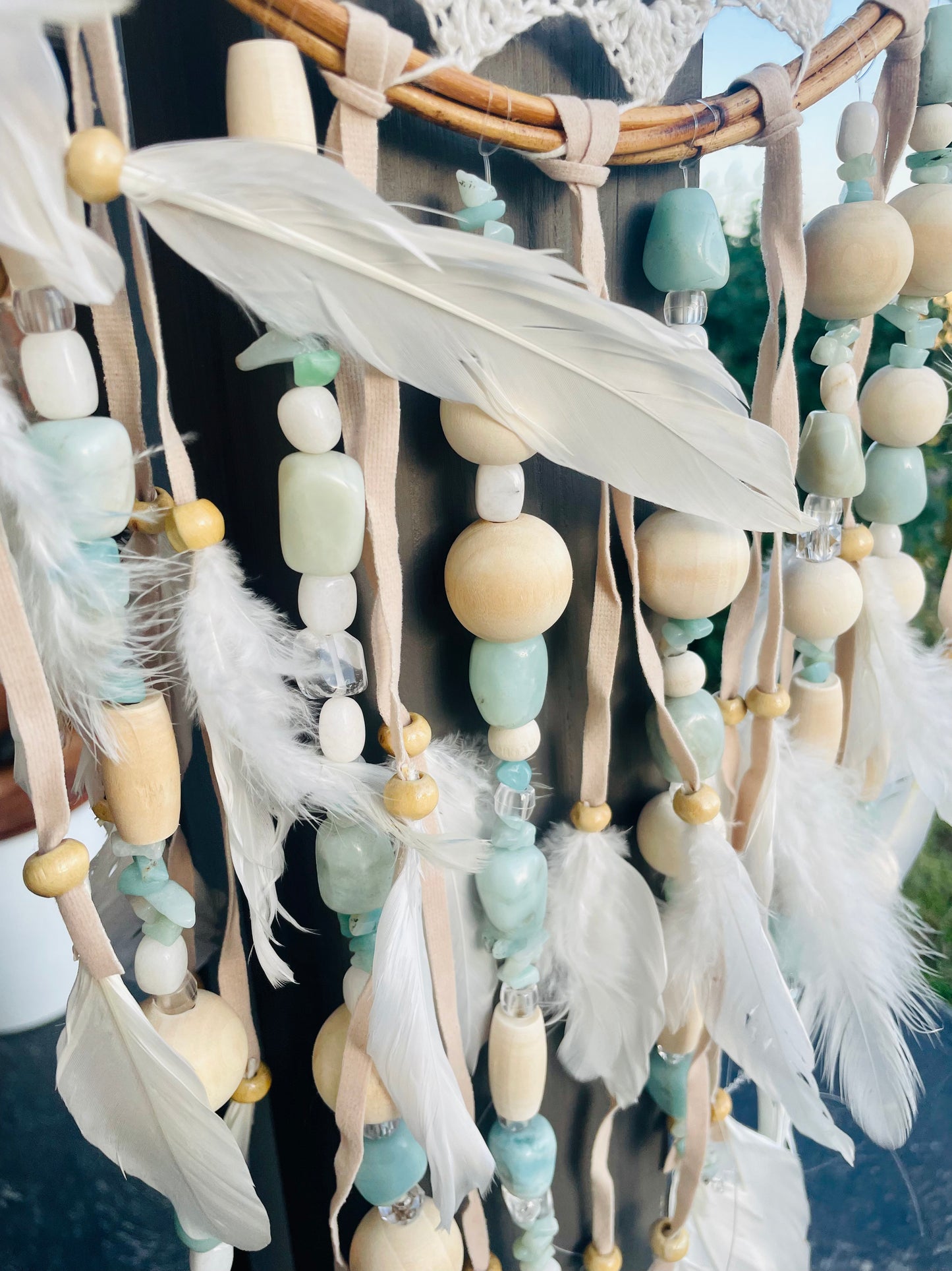 Large boho amazonite dream catcher