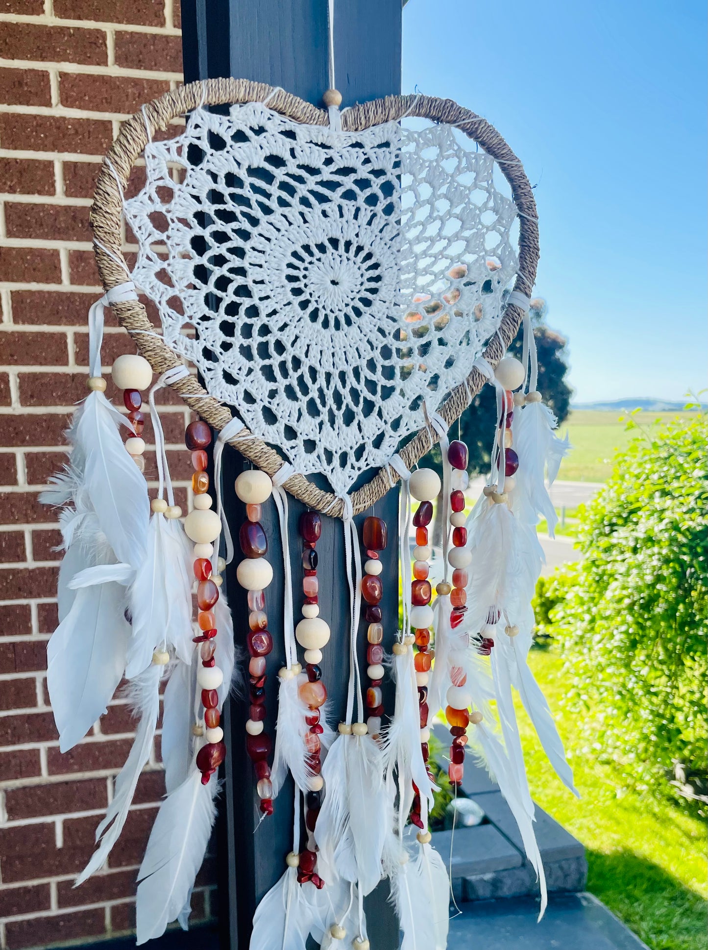 Carnelian heart boho dream catcher