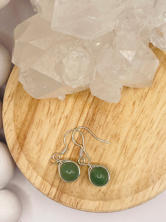 Green aventurine wire wrapped dangle , By TBOS